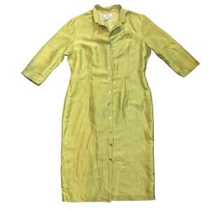 TAO 100% Silk Fully Lined Pear Green Dress with Belt Loops Size 10